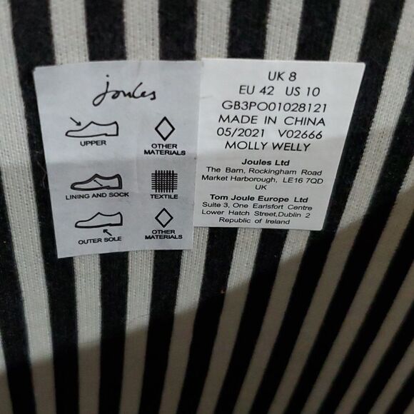 Joules Molly Welly Rubber Rain Boots in Feather Black Size 10 - Picture 4 of 16